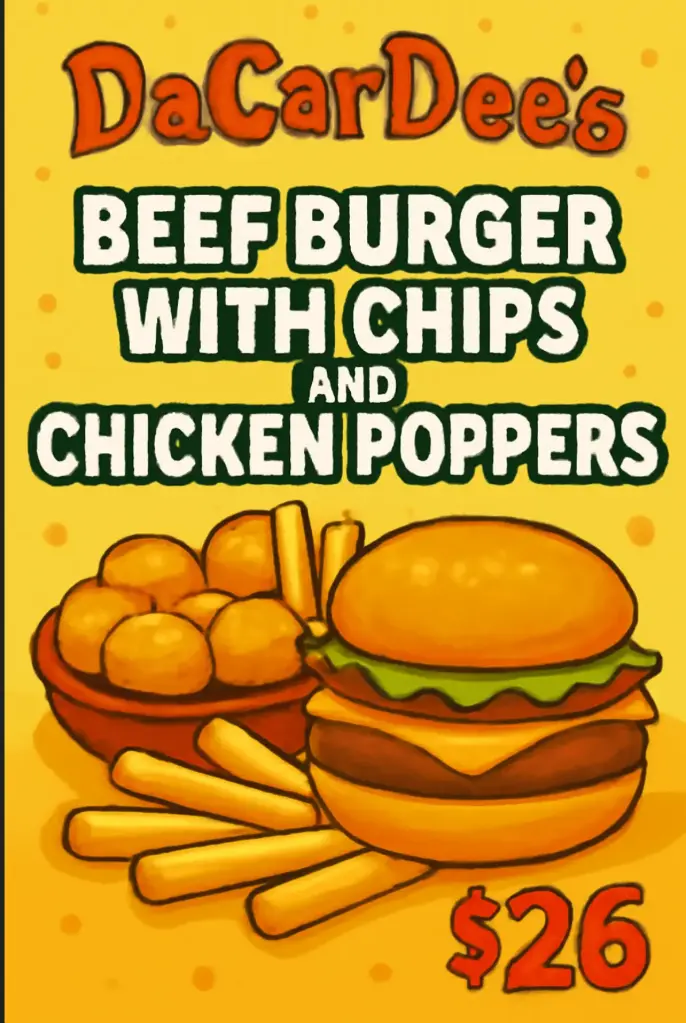 Beef Burger/Popper/Chips
