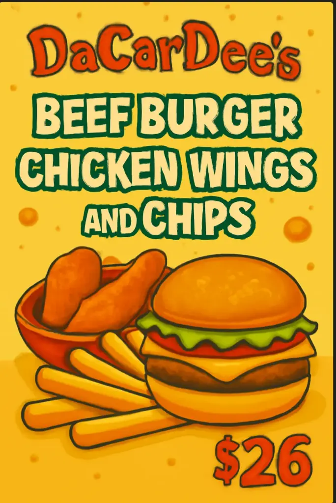 Beef Burger/Wings/Chips