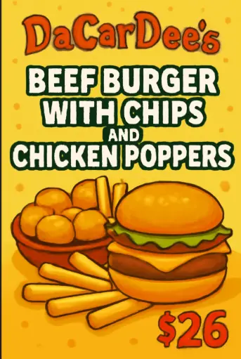 Beef Burger/Popper/Chips